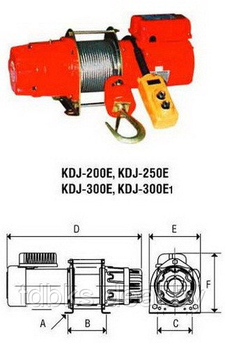 Лебедка электрическая тяговая BKS KDJ 300Е1 (тяг. ус. 300 кгс) - фото 2 - id-p6729362