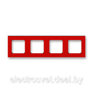 Рамка 4 постовая красная - дымчато чёрная ABB Levit - фото 1 - id-p114588103