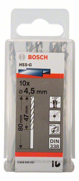 Сверло по металлу HSS-G 4,5x47x80 мм (10 шт) BOSCH (2608595061) - фото 1 - id-p114591079
