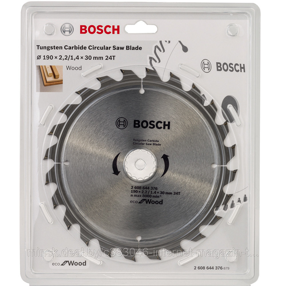 Пильный диск 190х2,2х30 мм Z24 ECO for Wood BOSCH (2608644376)