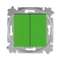 Выключатель 2-клавишный зеленый - дымчатый чёрный ABB Levit