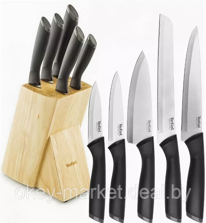 Набор кухонных ножей Tefal Comfort с подставкой 6 предметов - фото 4 - id-p114635002