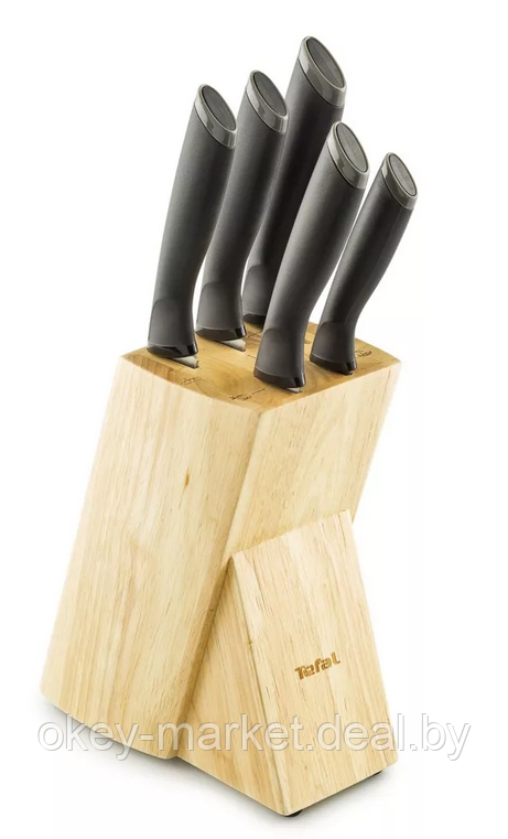 Набор кухонных ножей Tefal Comfort с подставкой 6 предметов - фото 1 - id-p114635002