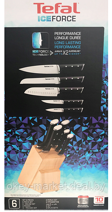 Набор кухонных ножей Tefal Ice Force с подставкой 6 предметов, фото 2