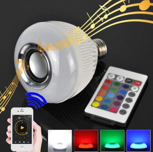 Музыкальная мульти RGB лампа колонка Led Music Bulb с пультом управления / Умная Bluetooth лампочка 16 цветовы - фото 2 - id-p114643307