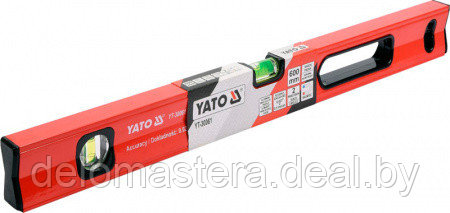 Уровень алюминиевый с ручкой 2 глазка  600мм с магнитом (бытовой) YT-30061 Yato