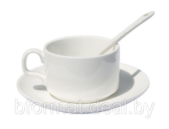 Печать на чашке кофейной белой в комплекте с блюдцем и ложечкой - фото 1 - id-p6743102