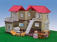 Домик 012-01 для кукол Happy Family аналог Sylvanian Families Сильваниан с мебелью, аксессуарами и светом