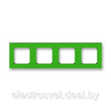 Рамка 4 постовая зеленая - дымчато чёрная ABB Levit - фото 1 - id-p114719732