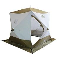 Палатка зимняя куб СЛЕДОПЫТ Premium 3 (1.8x1.8 м, 3-х местная, 3 слоя, белый/олива)