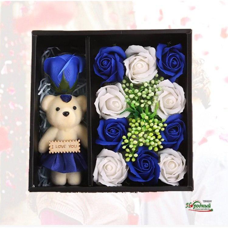 Розы из мыла в подарочной коробке с подсветкой - фото 9 - id-p114771880
