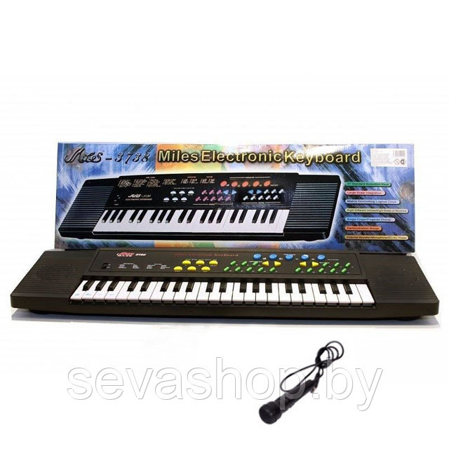 Детский синтезатор с микрофоном Miles 3738 Electronic Keyboard - фото 1 - id-p114772724