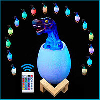 Светодиодный ночник - копилка (лампа - ночник) 3D Динозавр игрушка с пультом, 16 цветов