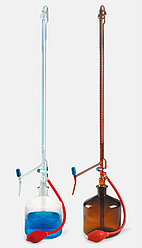 Бюретка Пеллета, автоматическая, прозрачная, полоса Шелбаха, игольчатый тефлоновый кран 50 мл