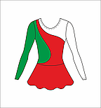 Гимнастический купальник из бифлекса трехцветный с юбкой, с длинным рукавом, фото 5