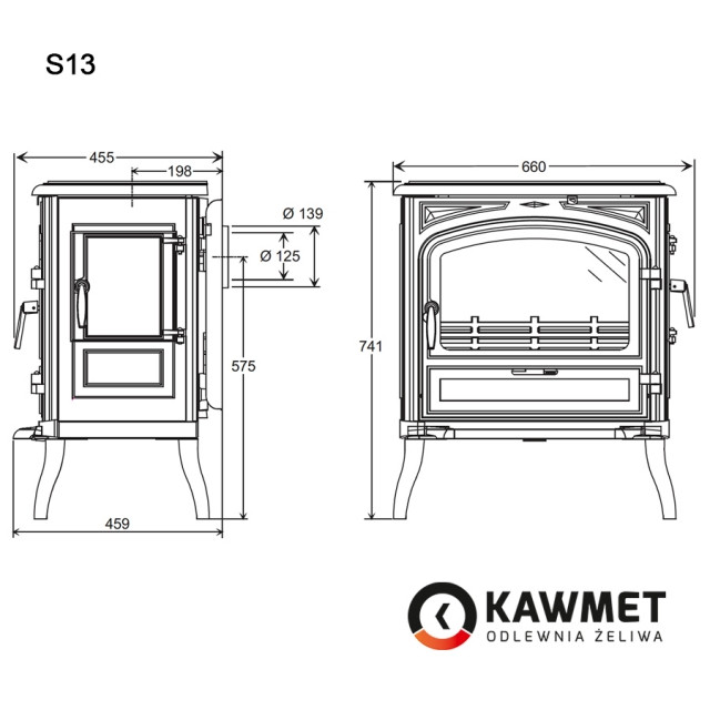 Чугунная печь KAWMET Premium S13 (10 кВт) - фото 2 - id-p114846615