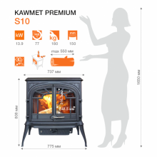 Чугунный камин KAWMET Premium S10 (13,9 кВт) - фото 8 - id-p114847266