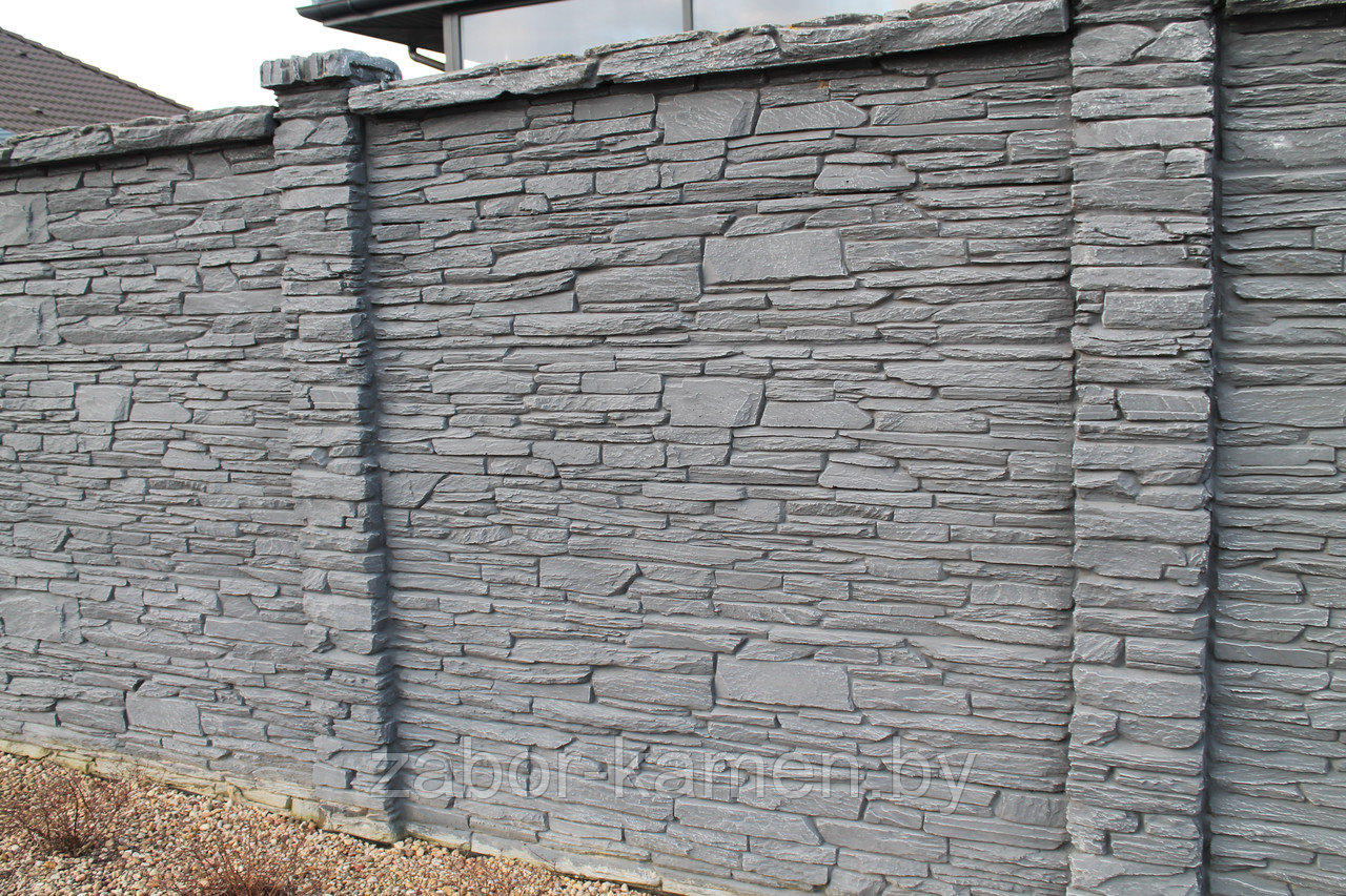 Забор бетонный двухсторонний ШАЛЕ СЕРЫЙ (7 панелей) - фото 5 - id-p52975750