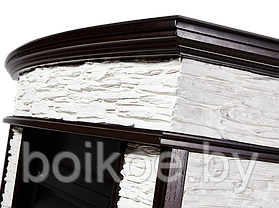 Портал под очаг Scala Classic камень сланец скалистый белый, шпон тёмный дуб, фото 3