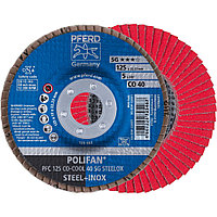 Круг (диск) шлифовальный торцевой лепестковый 125 мм POLIFAN PFC 125 CO-COOL 40 SG STEELOX, Pferd, Германия, фото 1
