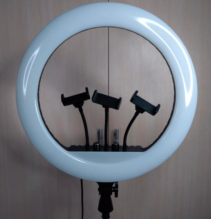 Кольцевая светодиодная лампа RL-18 диаметр 45 см + Пульт ДУ + штатитв 2,1 метра + Гибкий держатель 3 штуки - фото 3 - id-p114950985