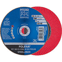 Круг (диск) шлифовальный торцевой лепестковый 180 мм POLIFAN PFF 180 CO-COOL 40 SG STEELOX, Pferd, Германия, фото 1