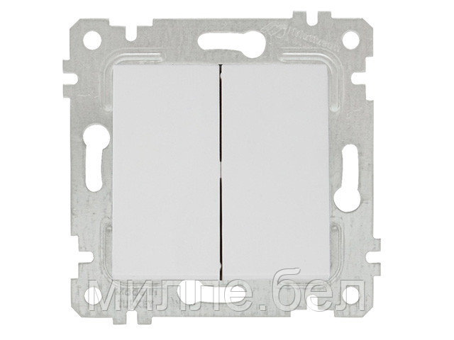 Выключатель 2-клав. (скрытый, без рамки, винт. зажим) белый, RITA, MUTLUSAN (10 A, 250 V, IP 20) - фото 1 - id-p114938898