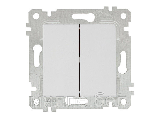 Выключатель 2-клав. (скрытый, без рамки, пруж. зажим) белый, RITA, MUTLUSAN (10 A, 250 V, IP 20) - фото 1 - id-p114938905