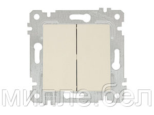 Выключатель 2-клав. (скрытый, без рамки, пруж. зажим) кремовый, RITA, MUTLUSAN (10 A, 250 V, IP 20)