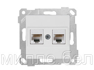 Розетка компьютерная 2xRJ45 (Cat5e, скрытая, без рамки) белая, RITA, MUTLUSAN