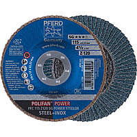 Круг (диск) шлифовальный торцевой лепестковый 115 мм POLIFAN PFC 115 Z120 SG POWER STEELOX, Pferd, Германия