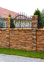 Забор бетонный двусторонний ШАЛЕ ТЁМНЫЙ (4 панели), фото 1