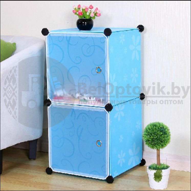 Универсальный модульный шкаф для одежды, обуви, игрушек Plastic Storage Cabinet Голубой - фото 2 - id-p114972134