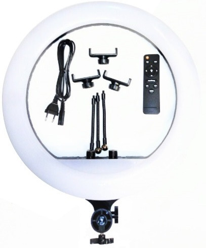Кольцевая светодиодная лампа RL-18 диаметр 45 см + Пульт ДУ + штатитв 2,1 метра + Гибкий держатель 3 штуки - фото 1 - id-p114950985