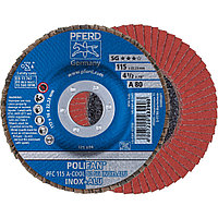 Круг (диск) шлифовальный торцевой лепестковый 115 мм POLIFAN PFC 115 А-COOL 80 SG INOX+ALU, Pferd, Германия
