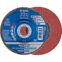 Круг (диск) шлифовальный торцевой лепестковый 125 мм POLIFAN PFF 125 А-COOL 60 SG INOX+ALU, Pferd, Германия, фото 1