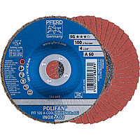 Круг (диск) шлифовальный торцевой лепестковый 100 мм POLIFAN PFF 100 А-COOL 60 SG INOX+ALU, Pferd, Германия, фото 1