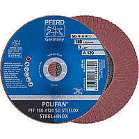 Круг (диск) шлифовальный торцевой лепестковый 180 мм POLIFAN PFF 180 А120 SG STEELOX, Pferd, Германия