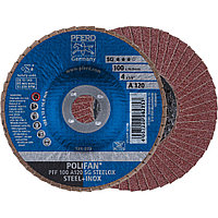 Круг (диск) шлифовальный торцевой лепестковый 100 мм POLIFAN PFF 100 А120 SG STEELOX, Pferd, Германия, фото 1