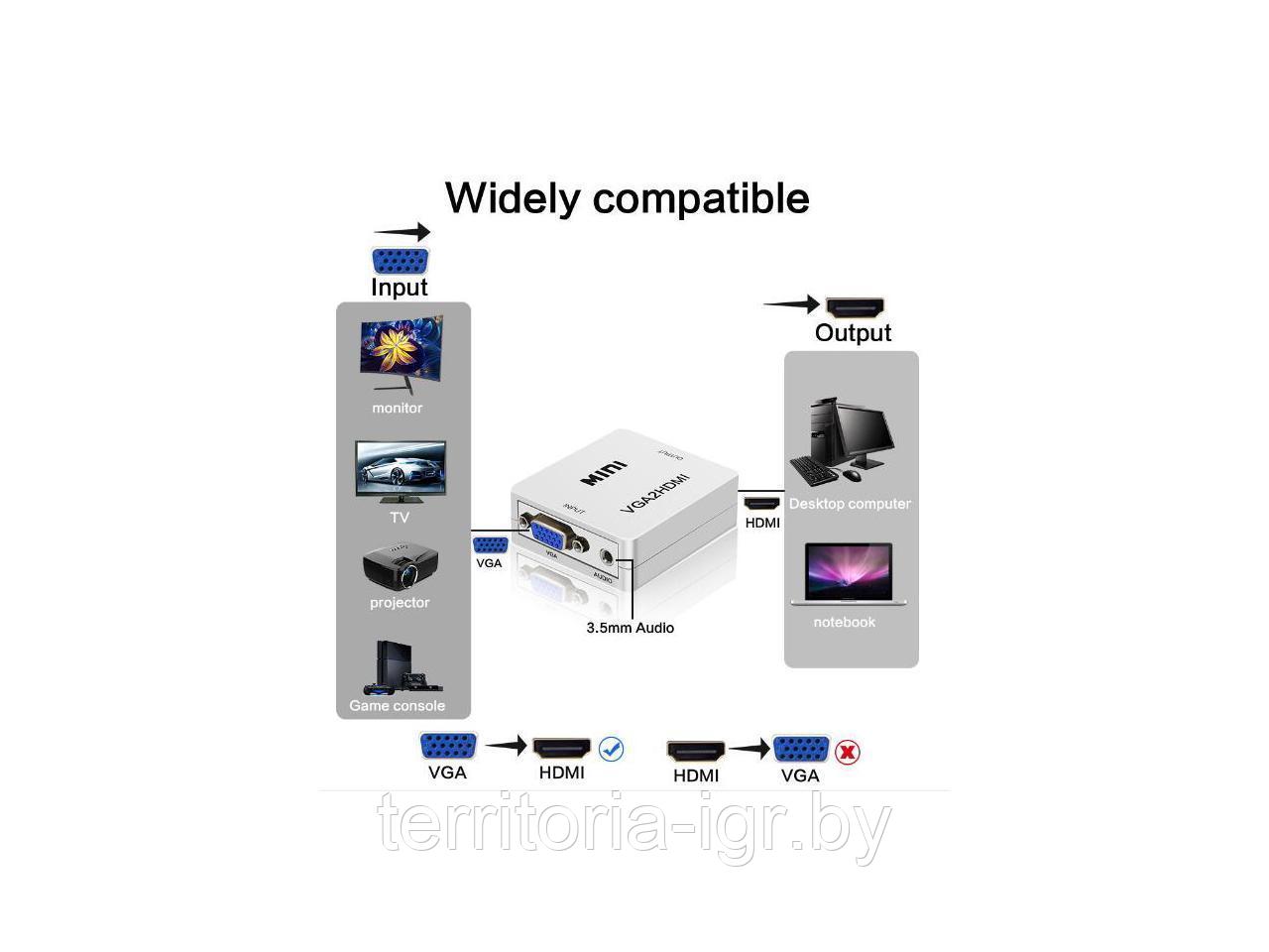 Адаптер VGA to HDMI переходник конвертер 720p/1080p Luom - фото 6 - id-p114998155