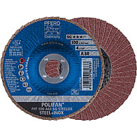 Круг (диск) шлифовальный торцевой лепестковый 100 мм POLIFAN PFF 100 А60 SG STEELOX, Pferd, Германия, фото 1