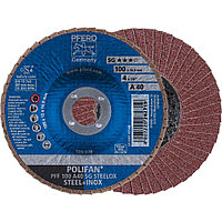 Круг (диск) шлифовальный торцевой лепестковый 100 мм POLIFAN PFF 100 А40 SG STEELOX, Pferd, Германия, фото 1