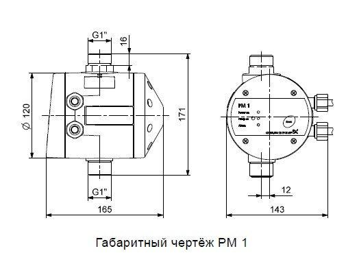 Реле давления Grundfos PM 1 22 - фото 2 - id-p69143470