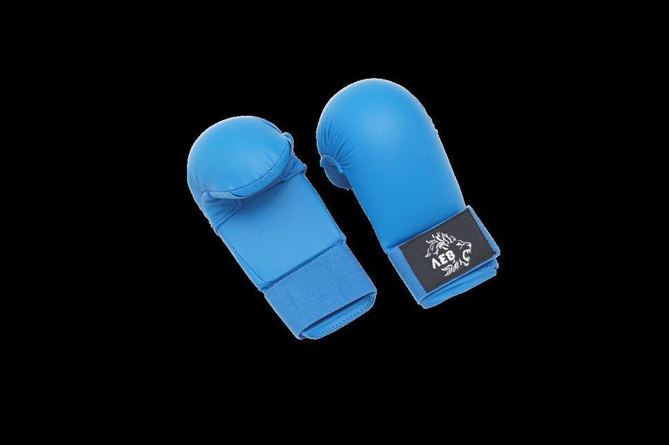 Накладки(ПЕРЧАТКИ) на руки для карате WKF с пальцем. размер S цвет СИНИЙ - фото 1 - id-p115099847