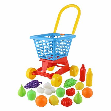 Тележка "Supermarket" №1 + набор продуктов (в сеточке), фото 2