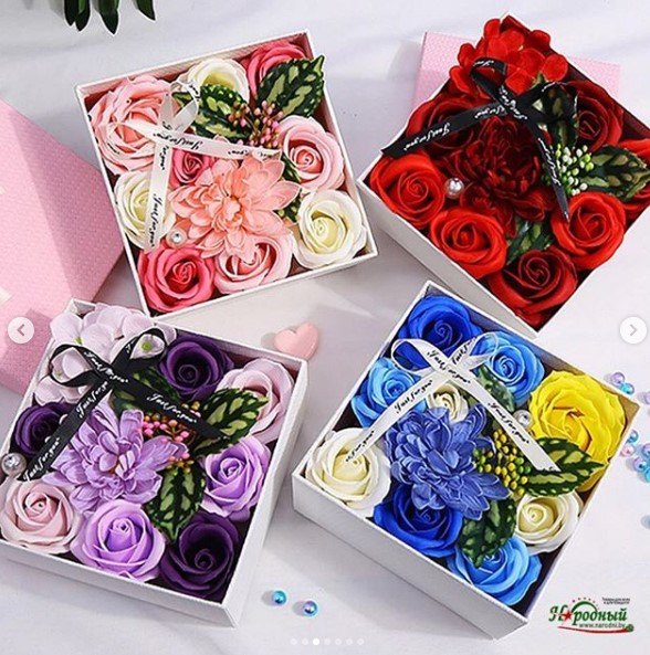 Подарочный набор «Только для тебя» (композиция цветов из мыла в подарочной коробке) - фото 2 - id-p115139825