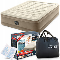 Надувная кровать intex 152х203х46см, 64428, встроенный насос 220v, ultra plush bed