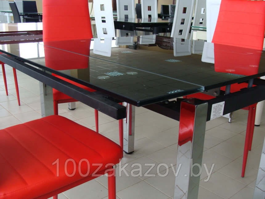 Стол трансформер D-02. Стеклянный обеденный раскладной стол. - фото 3 - id-p6799590