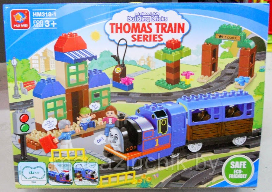 Паровозик Томас и его друзья железная дорога конструктор 103 дет, аналог Лего дупло, на батарейках, со звуком - фото 7 - id-p48047436