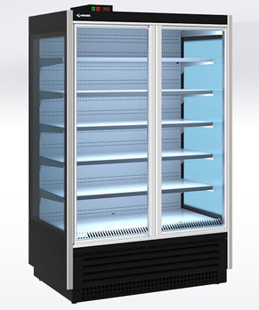 Витрина холодильная пристенная со стеклянными дверями (Стеллаж охлаждаемый) SOLO 1250 (LED с выпаривателем)